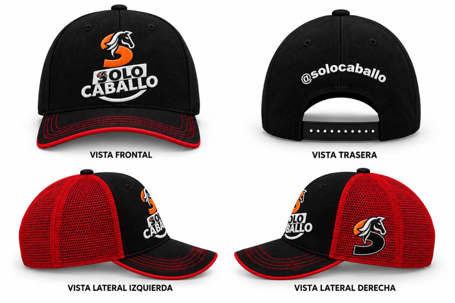 Negra con detalles rojos